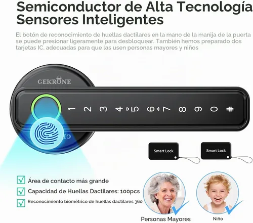 Vista 6 de TUYA - Cerradura de palanca inteligente de huellas dactilares con control de aplicación, entrada sin llave, pantalla táctil Bluetooth, mango