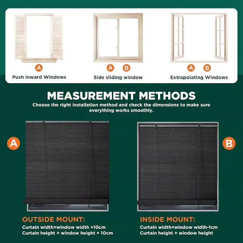 Vista 7 de Persianas de bambú para ventanas interiores, persianas de bambú fáciles de instalar para ventanas de interior, persianas enrollables personalizadas