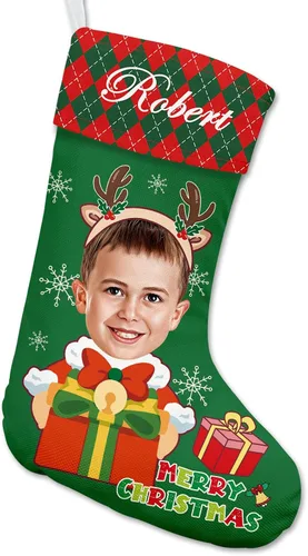 Vista 9 de Calcetines de Navidad personalizados, regalos de adorno de Navidad, carga tu imagen, crea medias para familia, niños, amantes, amigos, hogar