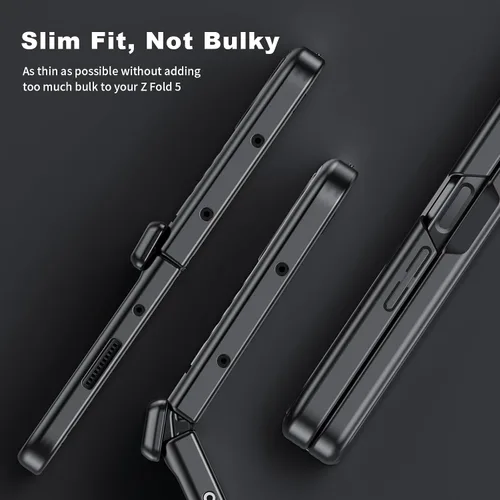 Vista 6 de Funda para Samsung Z-Fold-5: [Soporte oculto] [Carga inalámbrica] Funda delgada con protección de bisagra ligera con protector de pantalla - Funda