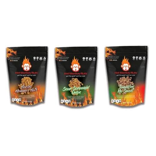 Vista 10 de Hot Monkey Nuts Spicy Artisanal Peanuts Hot Winged Reaper - Sabor con condimento de ala de búfalo, queso azul y pimienta Carolina Reaper, bolsa