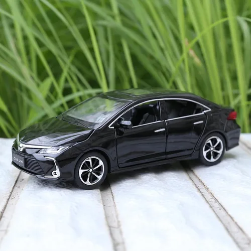 Vista 7 de BDTCTK Compatible con modelo de coche 1:32 Corolla, coche de juguete de aleación de zinc con sonido y luz que se tira hacia atrás para niños y Negro