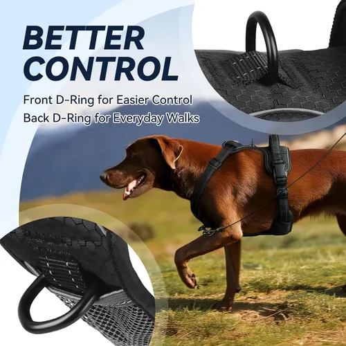 Vista 2 de Vivaglory - Arnés de arnés para perro sin tirones, XS, color negro, estampado with Handle Front and Back Clip for Training & Pulling, No Pull &