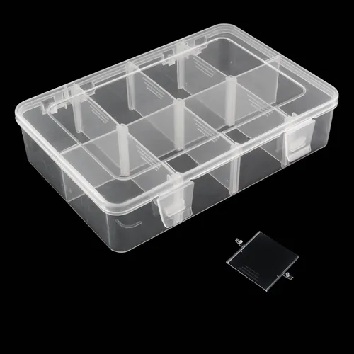 Vista 2 de Caja de almacenamiento de plástico de 8 rejillas, 7.28 x 4.88 x 1.6 pulgadas, 1 paquete
