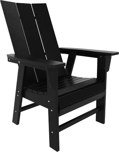 Vista 6 de WestinTrends Ashore Outdoor Patio HDPE Plastic Modern Adirondack Silla de comedor negra