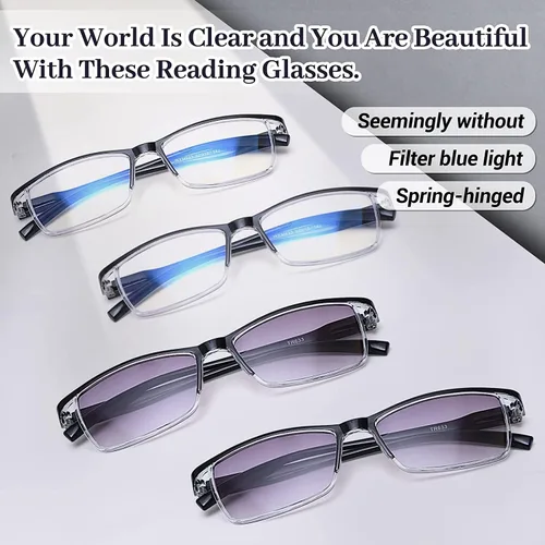 Vista 2 de LUFF 4pairs Reading Glasses Men Blue Light Computer Readers UV400 Eyeglasses Spring Hinges