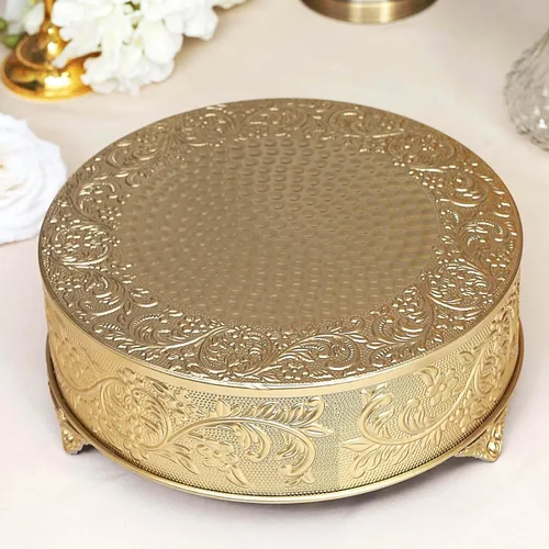Vista 8 de Efavormart - Soporte redondo de metal en relieve dorado de 14 pulgadas, para decoración de fiestas y cumpleaños