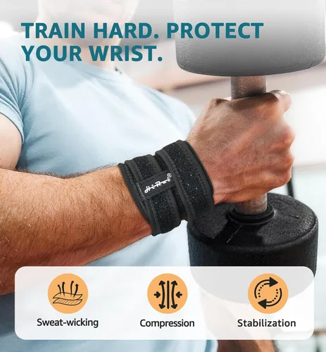 Vista 5 de HiRui Muñequera para desgarros TFCC, muñequera ajustable, soporte para fitness, levantamiento de pesas, tenis, tendinitis, túnel carpiano, artritis