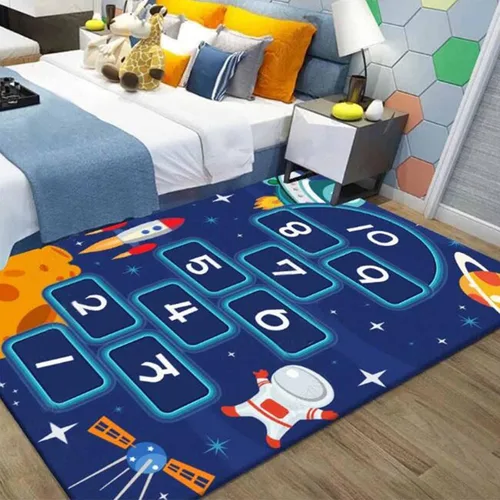 Vista 8 de Alfombra Hopscotch para niños, alfombra antideslizante divertida y educativa, alfombra de juego para dormitorio, guardería, sala de juegos, regalo