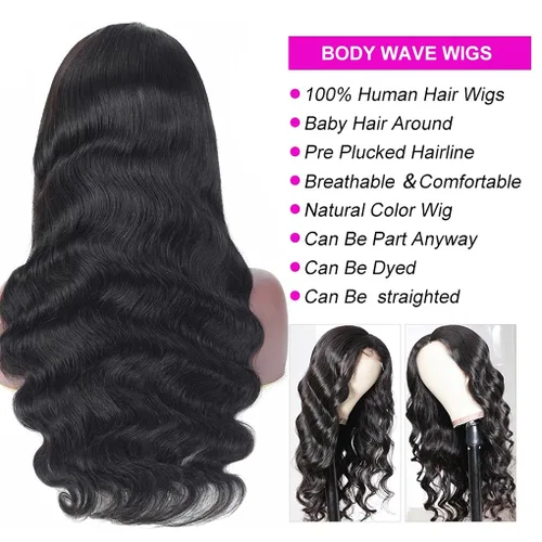 Vista 3 de Wear and Go - Pelucas sin pegamento, pelucas de encaje frontal de cabello humano precortadas con cabello de bebé, pelucas de encaje frontal de 13 x
