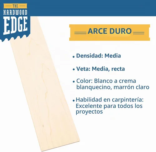 Vista 3 de Tablones de Madera Dura de Arce - Paquete de 2 Madera de Arce Dura para Manualidades de Madera Sin Terminar - 1/4'' (6mm) 100% Madera Dura Pura