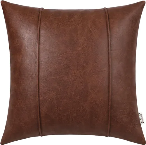 Vista 32 de BRAWARM Funda de almohada de piel sintética de 16 x 16 pulgadas, color Negro
