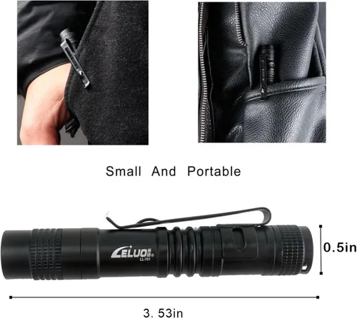 Vista 4 de Linternas LED, paquete de 2 linternas de bolsillo, mini luces de flash de alto lúmenes, pequeñas linternas tácticas, linternas de mano, 2 cortas
