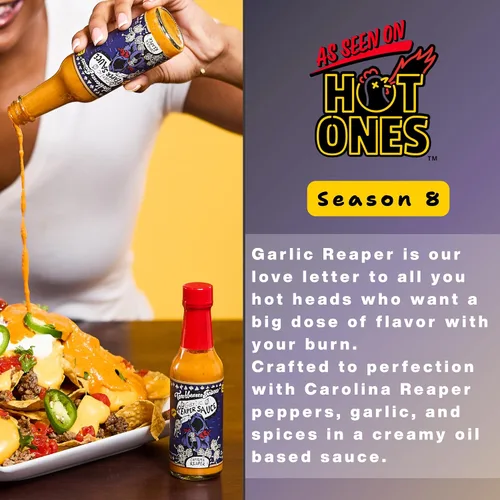 Vista 5 de Torchbearer Hot Ones - Salsa picante variada, paquete de 4 unidades, 5 onzas - Segadora de ajo, hijo de zombi, apocalipsis zombi, rábano picante sin