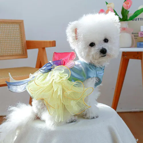 Vista 85 de ANIAC Daisy Vestidos para Perros Pequeños Hembra con Anillo para Correa, Nudo de Lazo Vestido de Boda para Cachorra, Traje de Gato de San Valentín