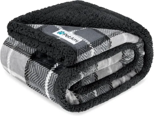 Vista 12 de PetAmi - Manta impermeable para perros medianos, cachorros, gatos pequeños Manta de forro polar suave para mascotas para sofá Cubierta gruesa
