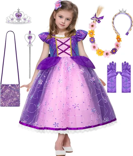 Vista 2 de VORLITS Disfraz de princesa para niñas, disfraz de cosplay, Halloween, Navidad, fiesta de disfraces
