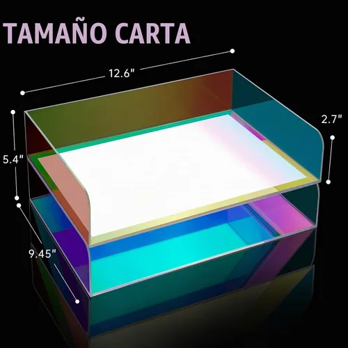 Vista 6 de Bandeja de cartas de 2 niveles apilable de acrílico