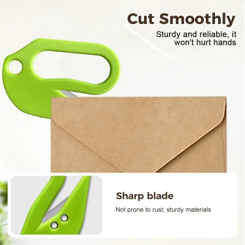 Vista 2 de Letter Opener Envelope Slitter Tool Concealed Blade Mail Opener with Ergonomic Comfort Grip, Compact Paper Cutter for Envelopes, Bubble Mailers Red