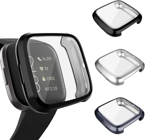 Vista 14 de Paquete de 3 protectores de pantalla compatibles con Fitbit Versa 2, GHIJKL, ultrafino, suave, TPU, funda protectora completa contra golpes