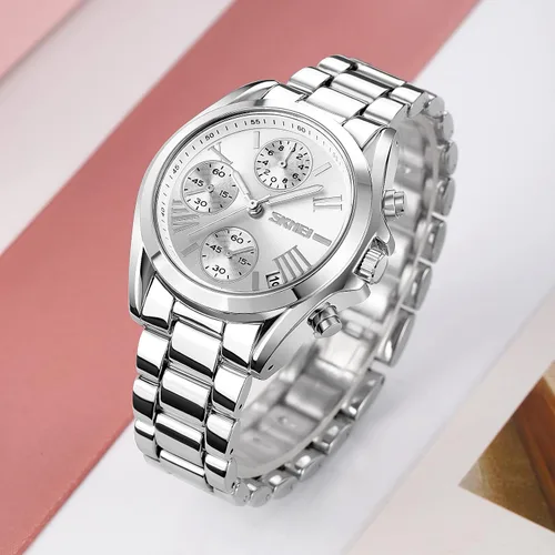 Vista 3 de SKMEI Reloj de pulsera para hombres y mujeres, reloj cronógrafo para hombre, resistente al agua, fecha, analógico, de cuarzo, para negocios, casual