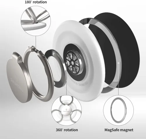 Vista 8 de Sinjimoru M-Ringo - Anillo magnético para teléfono celular, rotación de 360 grados, agarre de dedo para soporte de anillo magnético compatible