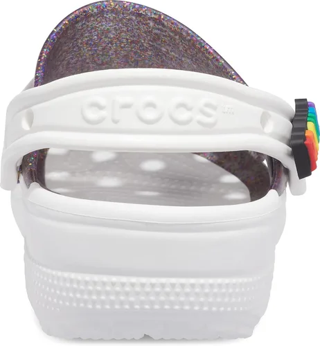 Vista 3 de Crocs Zuecos clásicos brillantes unisex para adultos, zapatos metálicos y con purpurina