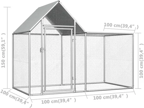 Vista 6 de Jaula de metal para gallineros al aire libre, jaula de pollo para aves de corral, corralito de corral, corralito de ejercicio, perrera con cubierta