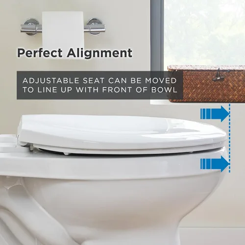 Vista 6 de Gerber Asiento de inodoro alargado con tapa, cierre suave, sin golpe, instalación rápida y fácil, plástico resistente, ajuste ajustable