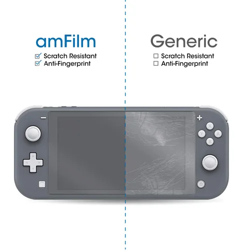 Vista 4 de amFilm Anti-Glare Glass Screen Protector for Nintendo Switch Lite (2019) (2 Pack) (Matte)