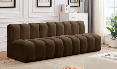 Vista 2 de Meridian Furniture Arco Marrón Terciopelo Modular Seccional