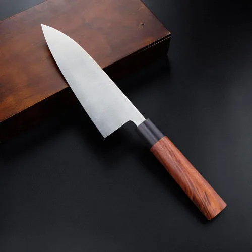 Vista 4 de MSY BIGSUNNY 7 pulgadas Deba cuchillo cocina cocina chef sushi cuchillo de acero inoxidable de alto carbono hoja con mango de madera de rosa