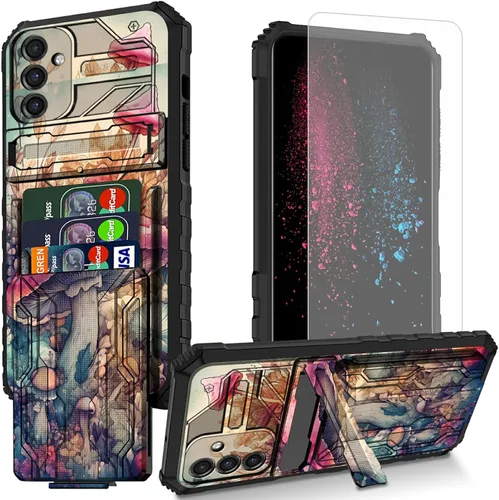Vista 24 de Funda para teléfono Samsung Galaxy A54 con protector de pantalla, funda con ranura para tarjetas desmontable incorporada, con función atril, a