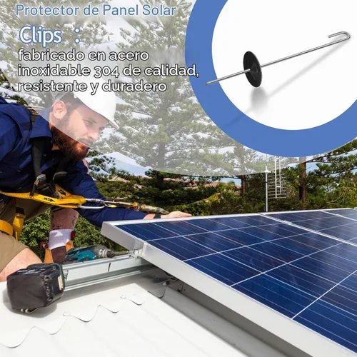 Vista 4 de Clips de protección de panel solar, kit de rollo de animales, clips de sujeción de acero inoxidable para panel solar, alambre de pájaro, valla