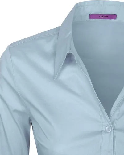 Vista 4 de KOGMO Camisas de manga larga con botones para mujer, blusa de trabajo de oficina (S-3X)