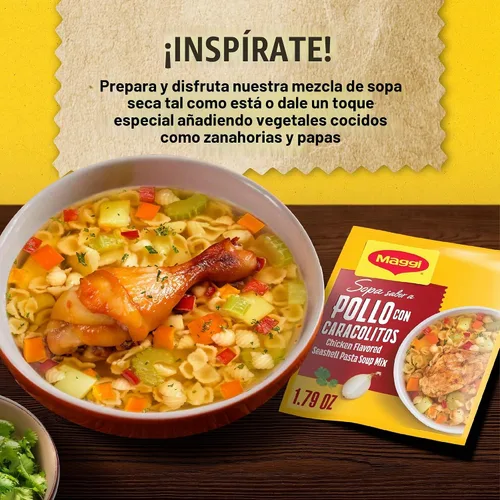 Vista 5 de Maggi Mezcla de sopa de pasta con sabor a pollo, 2.11 onzas, 24