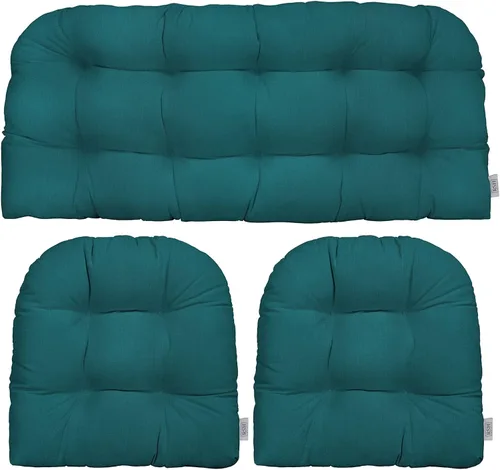 Vista 8 de RSH DECOR: Sunbrella - Juego de 3 cojines de mimbre copetudos 41 x 19 pulgadas y 19 x 19 pulgadas Fabricado con tela de rendimiento Sunbrella