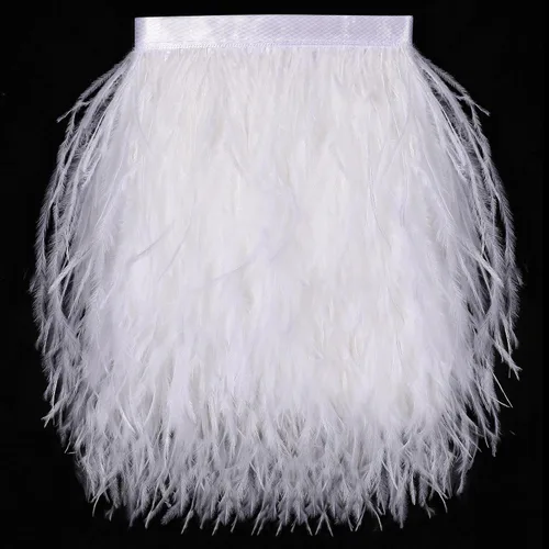 Vista 29 de SOGUGOM Adorno de Plumas de Avestruz Negro - 1.5 Capas 2 Yardas Plumas de 4 Pulgadas Adorno de Cintas con Flecos para Costura, Vestidos, Proyectos