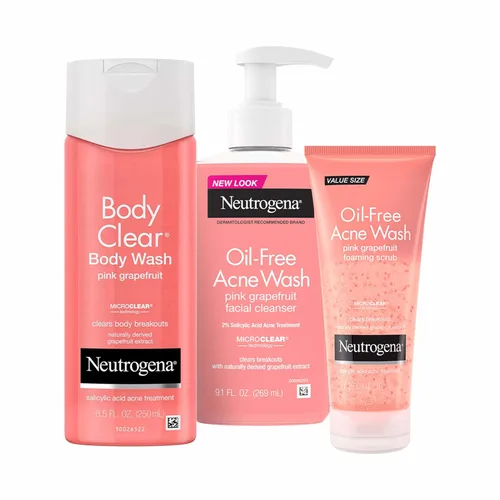 Vista 8 de Neutrogena Body Clear - Gel de baño para el tratamiento del acné con ácido salicílico, limpiador corporal de pomelo rosa para evitar brotes