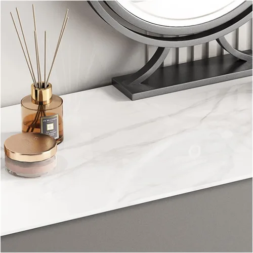Vista 4 de HIHELO Dressing Tables Wood Slate Dressing Table Bedroom Simple Gray Makeup Table Side Cabinet Makeup Stool Mirror Telescopic Side Cabinet Wooden