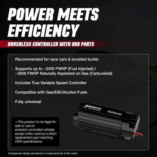 Vista 6 de Aeromotive 11196 Bomba de combustible en línea sin escobillas, 5.0 GPM, alta potencia externa, eléctrica de 12 V, para motores EFI y carburados
