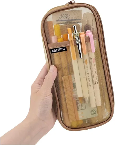 Vista 9 de EASTHILL - Estuche para lápices de malla con cremallera. Transparente para uso como bolsa de maquillaje, de cosméticos o multiusos, para la escuela