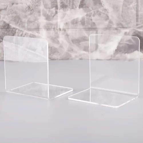 Vista 2 de 2 soportes para libros, sujetalibros de acrílico transparente, soportes antideslizantes para libros, películas, CDs, videojuegos