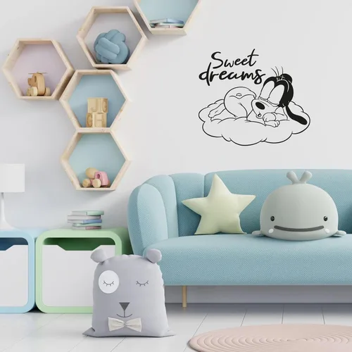 Vista 2 de Sweet Dreams - Adhesivo decorativo para pared con diseño de silueta de bebé pequeño y tonto durmiendo, para pared, para habitación de niños, niñas