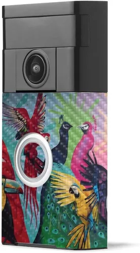 Vista 10 de MightySkins - Piel de fibra de carbono para timbre de video con anillo – Madera abstracta Acabado de fibra de carbono texturizado protector
