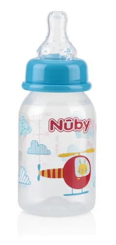 Vista 2 de Nuby Botella impresa antiderrames, 4 onzas, 1 paquete de 1 botella, los colores pueden variar