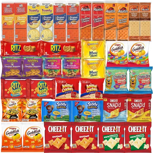 Vista 4 de Paquete variado de galletas saladas – Surtido envuelto individualmente – Caja de regalo de paquete de cuidado de muestras a granel – Paquete