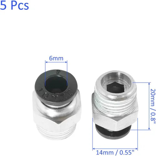 Vista 3 de M METERXITY Paquete de 5 unidades macho 1/4BSP de ajuste rápido – Adaptador de unión recto, accesorios de empuje para conectar, aplicar al sistema