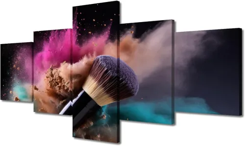 Vista 27 de Póster abstracto de labios de niña, cuadros dorados sobre lienzo, arte de pared, hermosos pósteres e impresiones en lienzo de 5 piezas, arte
