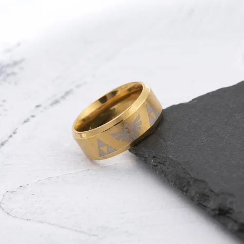 Vista 2 de Winssigma Anillo trifuerza de la leyenda de Zelda, collar con símbolo de Zelda, joyería de cosplay para fanáticos, Metal, No es una piedra preciosa